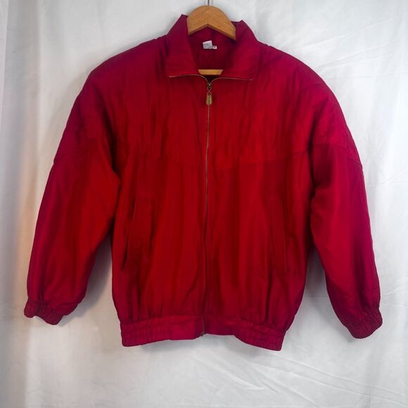 FUDA International VTG 100% Silk Red Full Zip Bomber Jacket Lightweight Size MD - Picture 15 of 15